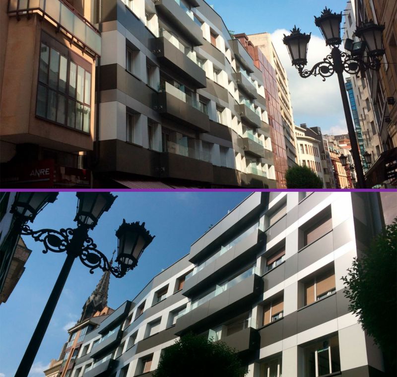 Rehabilitación de fachada en C/Caveda, 16-18 (Oviedo)