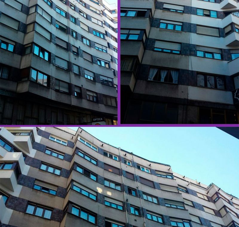 Rehabilitación de fachadas mediante pintura e hidrofugado en C/Donato Argüelles, 14 (Gijón) - Antes