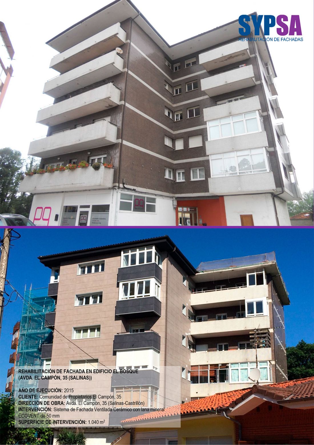 Rehabilitación de fachada en Edificio El Bosque (Avda. El Campón, 35 Salinas)   Antes