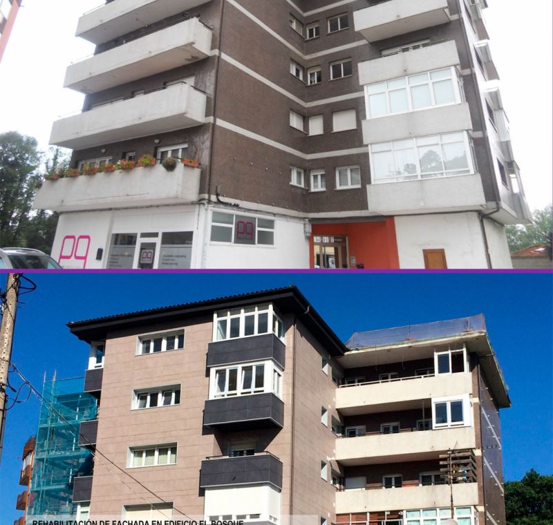 Rehabilitación de fachada en Edificio El Bosque (Avda. El Campón, 35 Salinas)   Antes