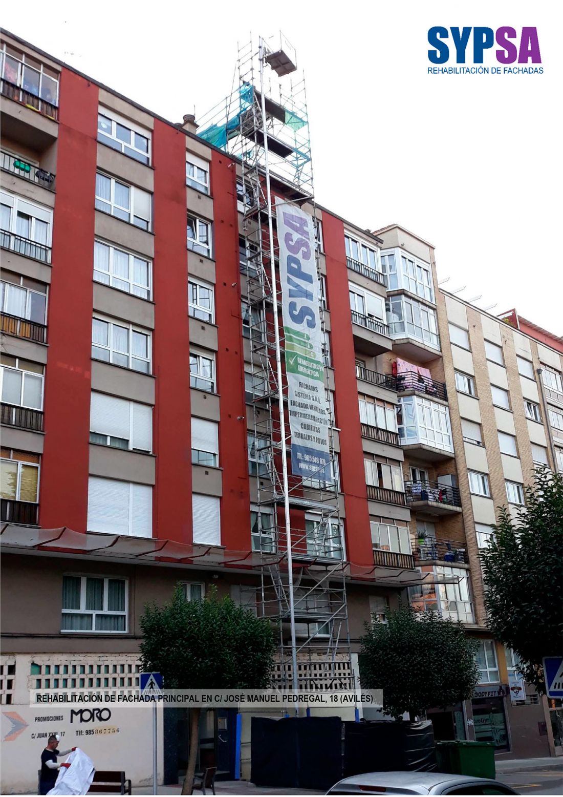 Rehabilitación de fachada en C/José Manuel Pedregal 18 (Avilés) - Durante