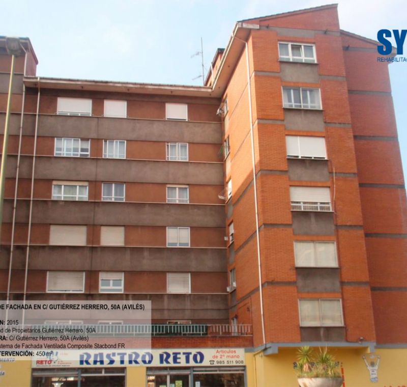 Rehabilitación de fachada en C/Gutiérrez Herrero, 50A (Avilés)   Antes