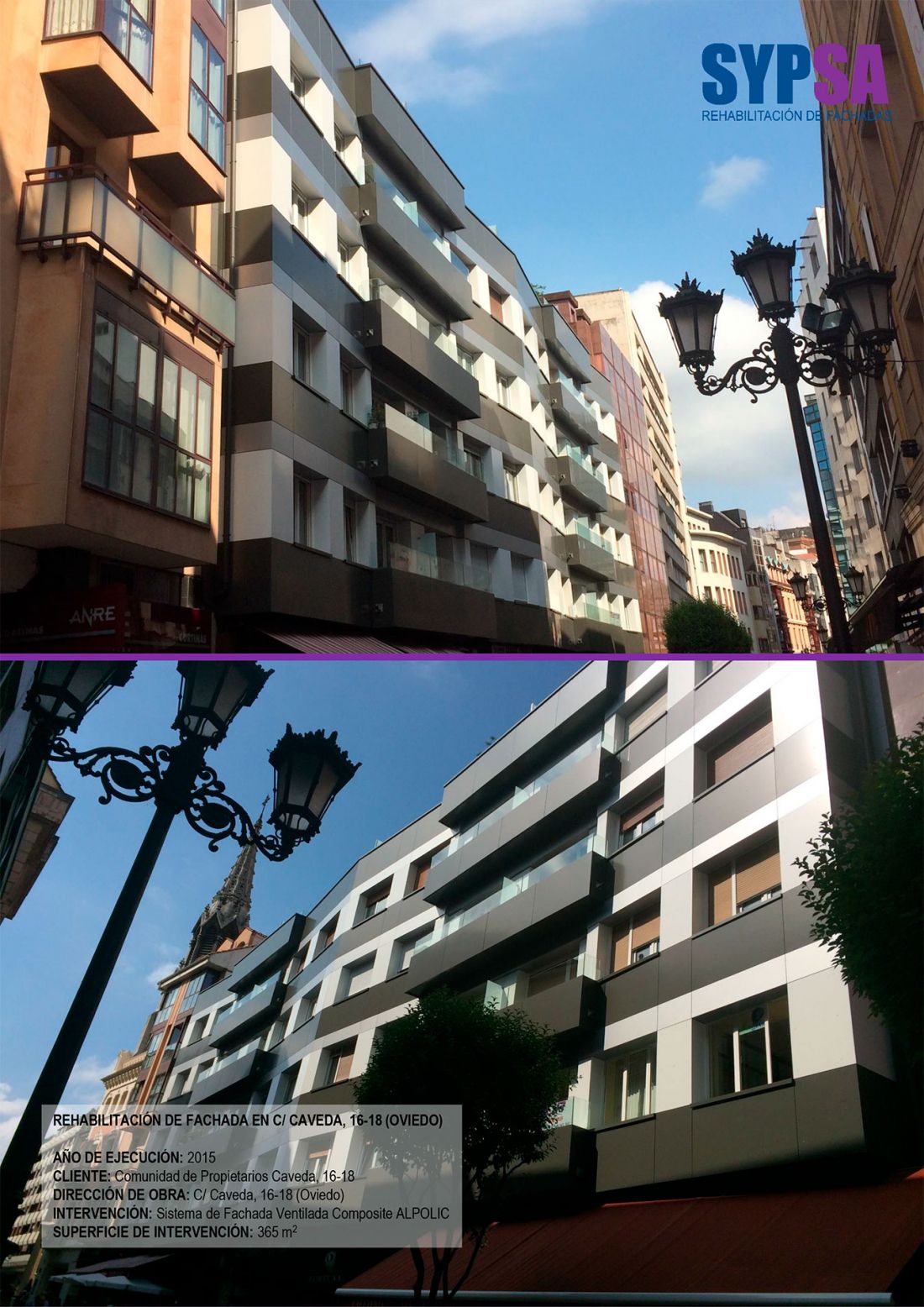 Rehabilitación de fachada en C/Caveda, 16 18 (Oviedo)