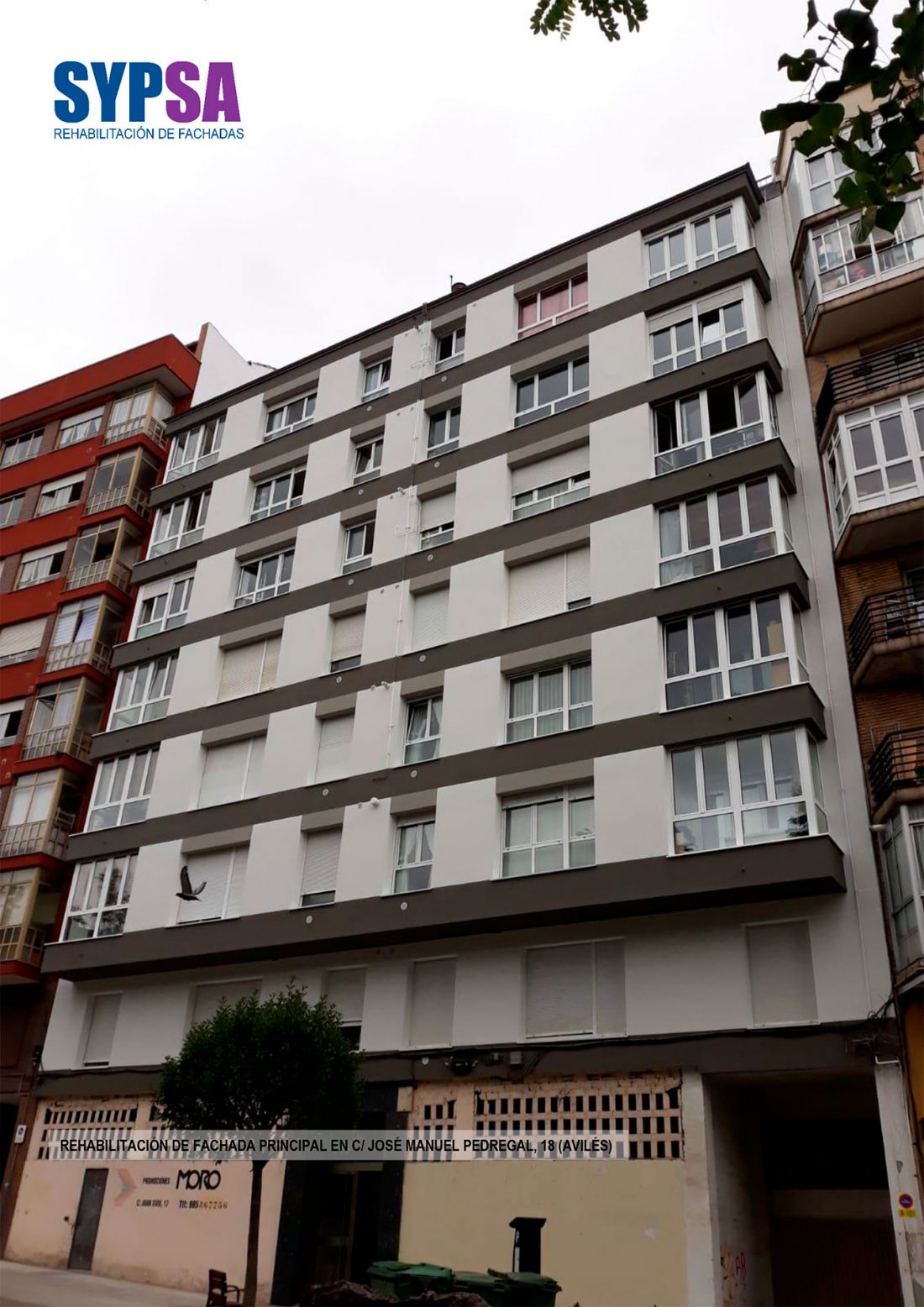 Rehabilitación de fachada en C/José Manuel Pedregal 18 (Avilés) - Después