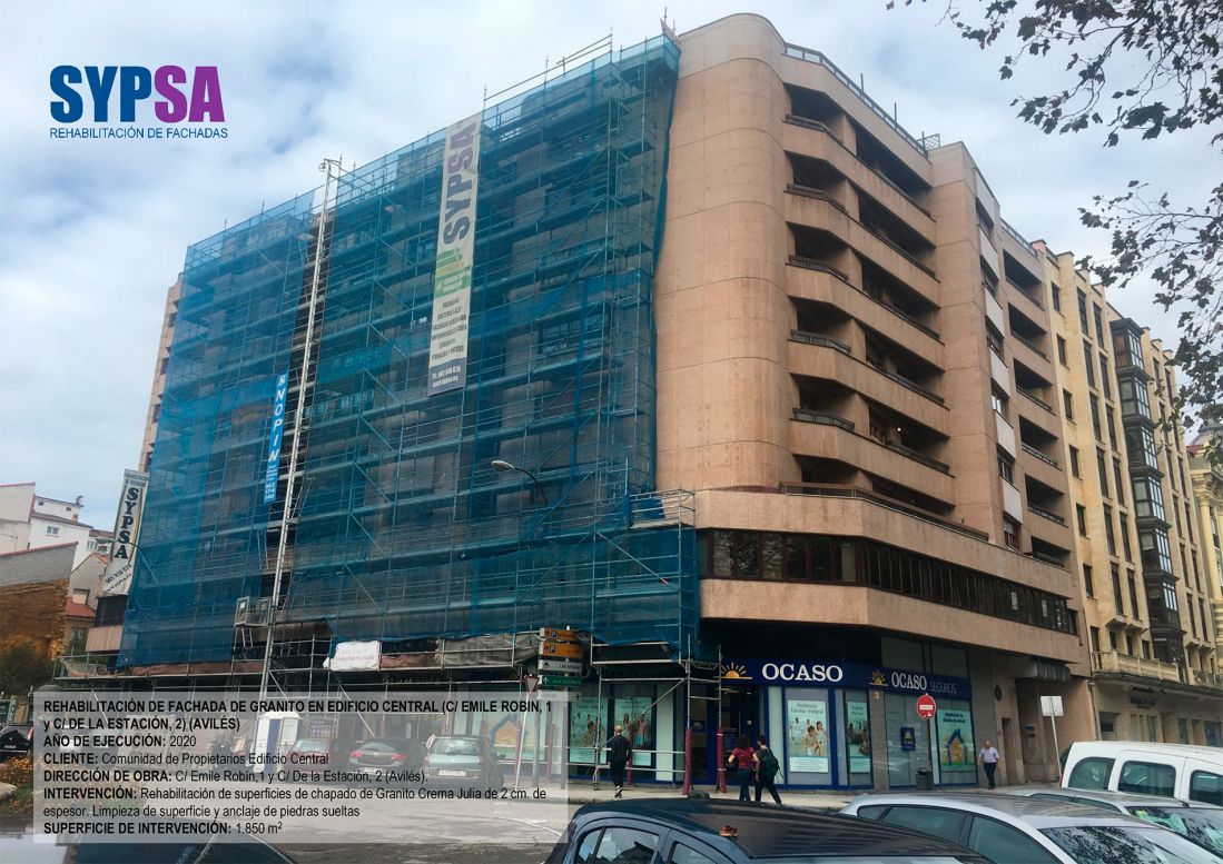 Rehabilitación de fachada de granito en Edificio Central  Después