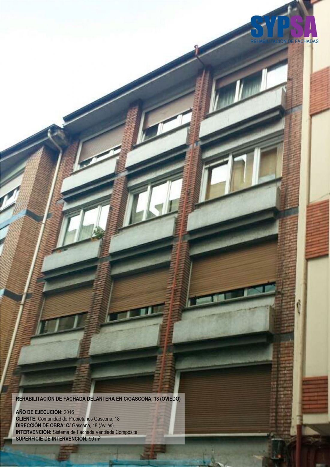 Rehabilitación de fachada delantera en C/Gascona, 18 (Oviedo)   Antes