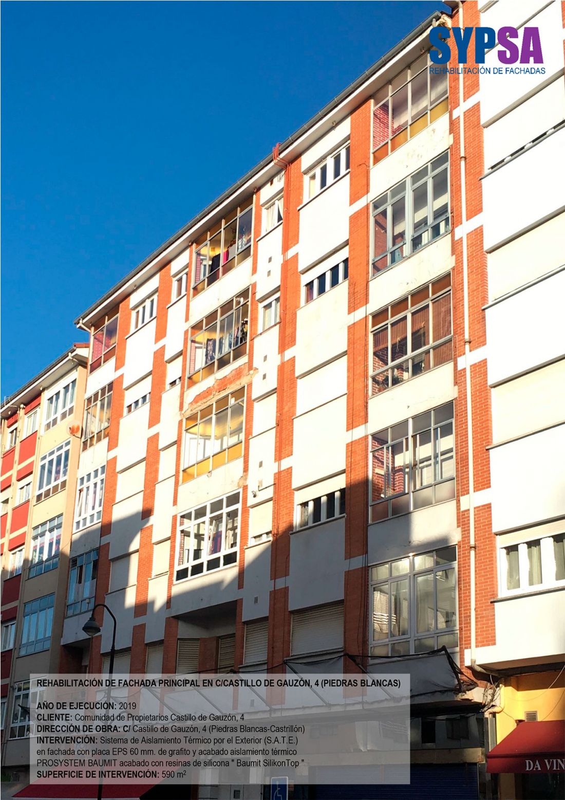 Rehabilitación de fachada principal en C/Castillo de Gauzón, 4 (Piedras Blancas)   Antes